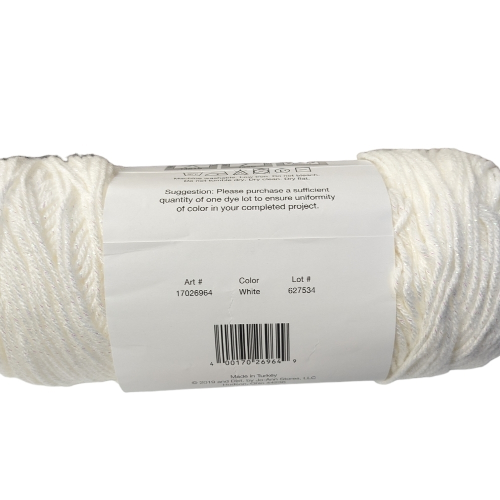 Big Twist Twinkle Acrylic Polyester Yarn White Sparkly Shine Knit Crochet Craft - Picture 6 of 6